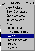 Menu pour configurer la connection sampleur / PC