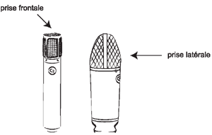 Modèles de microphones à prise de son frontale et latérale.
