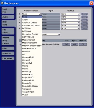 Surfaces de control