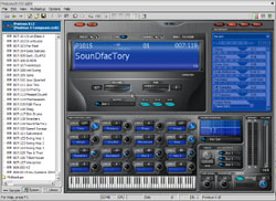 Interface du logiciel Proteus LE, fourni avec l'E-MU Xboard 49