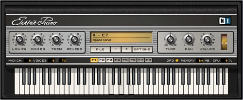 Interface de l'Electrik Piano de Native Instruments