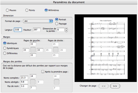 Param&egrave;tres du document
